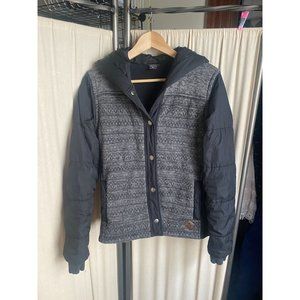 EUC Eddie Bauer Women's M Radiator Westerly Hybrid Jacket Black/Grey Hoodie